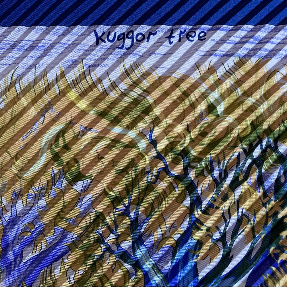 Hermes Kuggor Tree Pleated Plisse Silk Scarf - Picture 4 of 16
